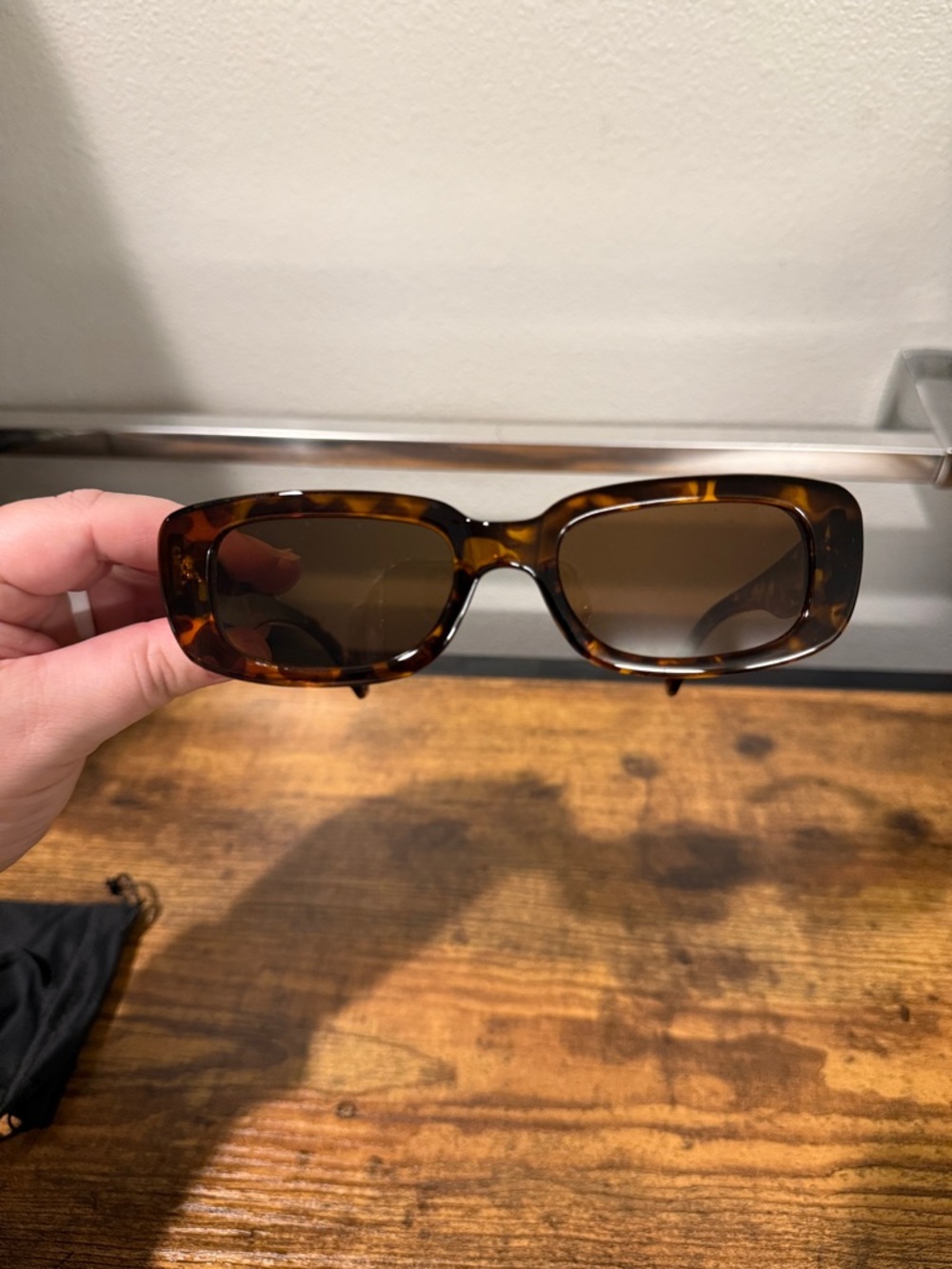 Tortoiseshell Rectangular Women’s Sunglasses - Brown Lenses